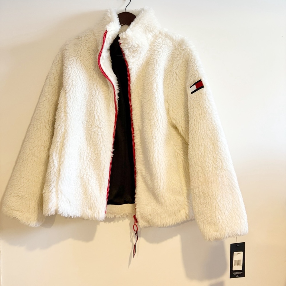 Tommy Hilfiger Women's White Fleece Jacket